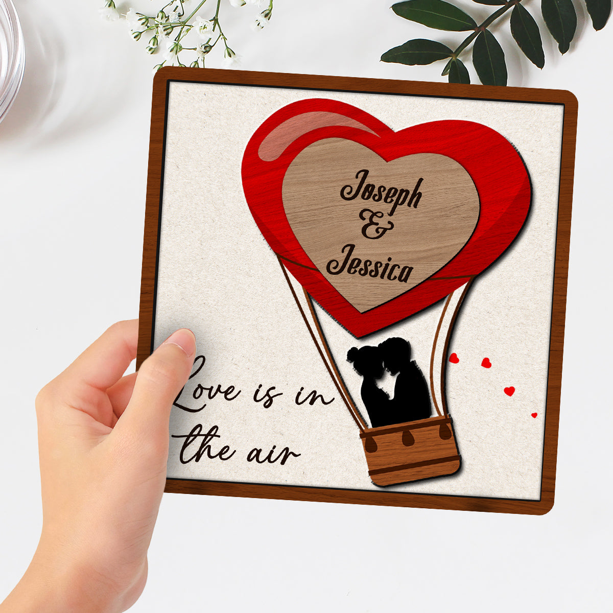 Love Is In The Air - Personalized Custom Wooden Plaque