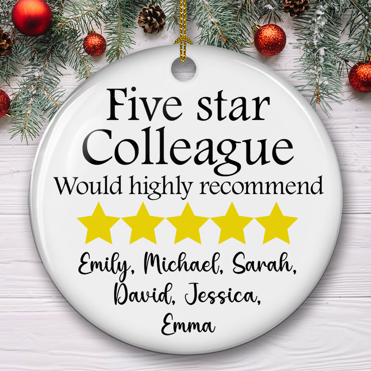 Five Star Colleague - Personalized Custom Ceramic Ornament