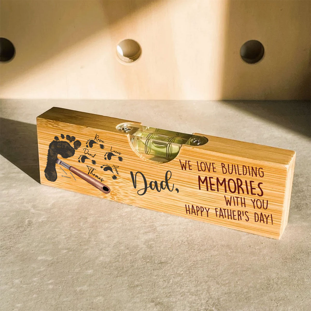 Building Memories With You - Personalized Custom Wooden Spirit Level Bottle Opener