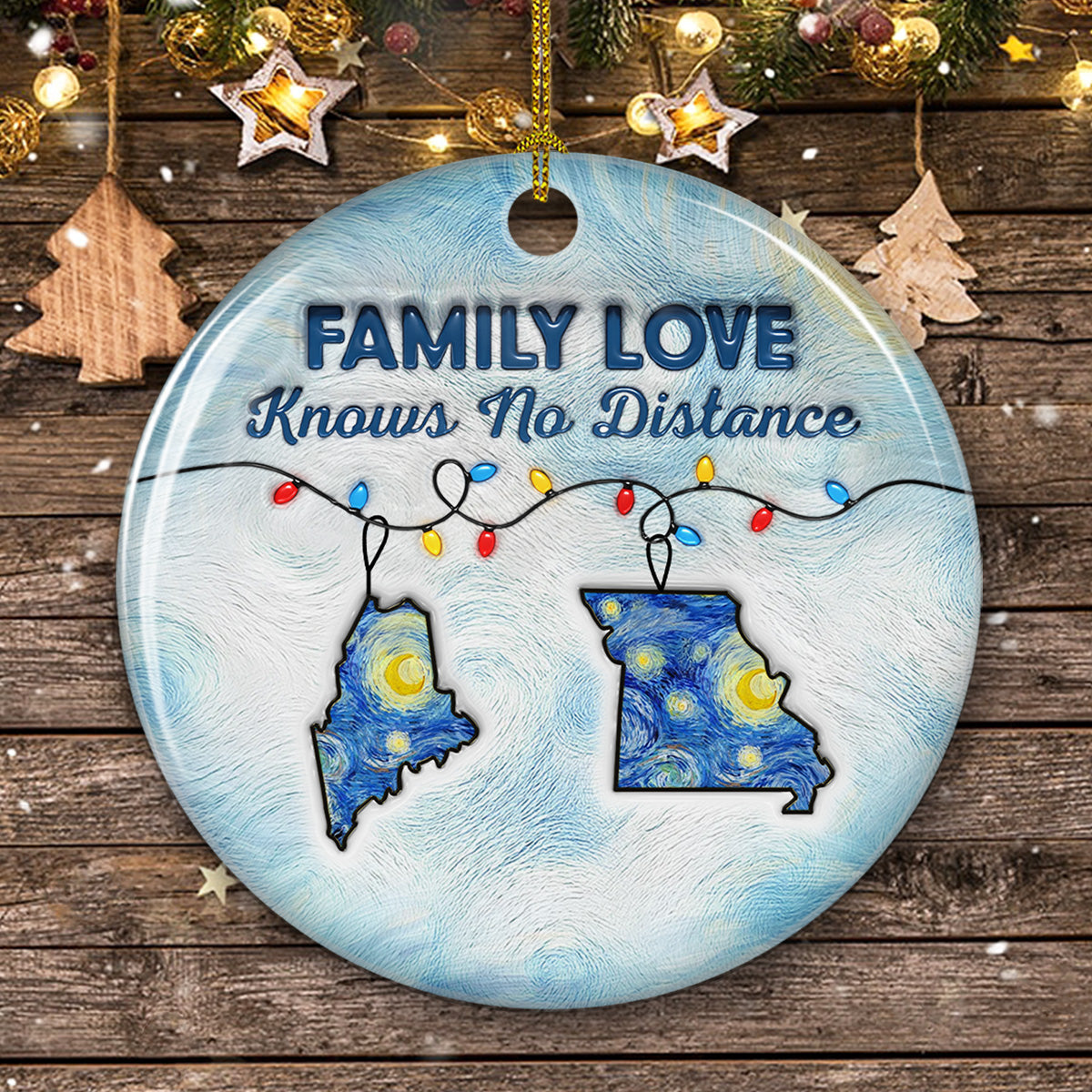 Long Distance - Personalized Custom  3D Inflated Effect Ceramic Ornament