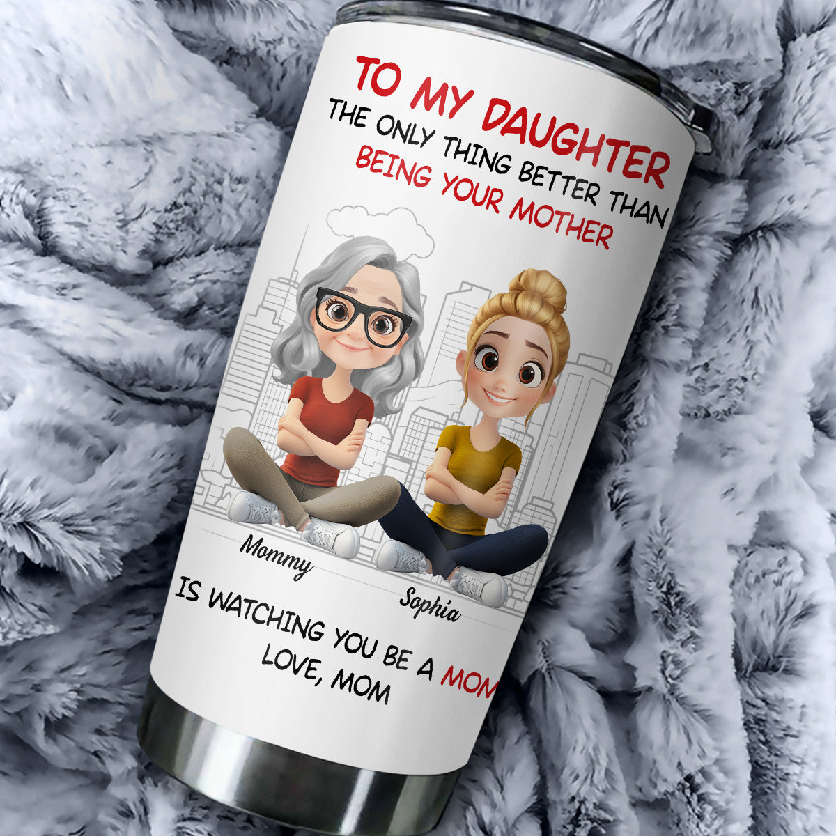 To My Daughter Cartoonize - Personalized Custom Tumbler