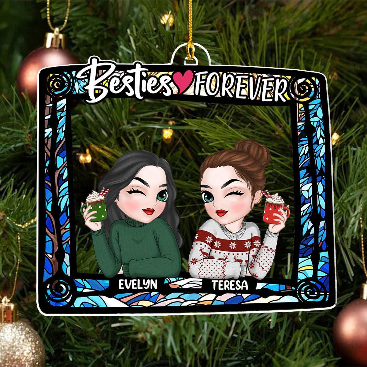 Besties Are Forever - Personalized Custom Acrylic Ornament