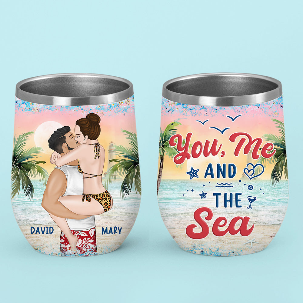 You Me And The Sea - Personalized Custom Wine Tumbler