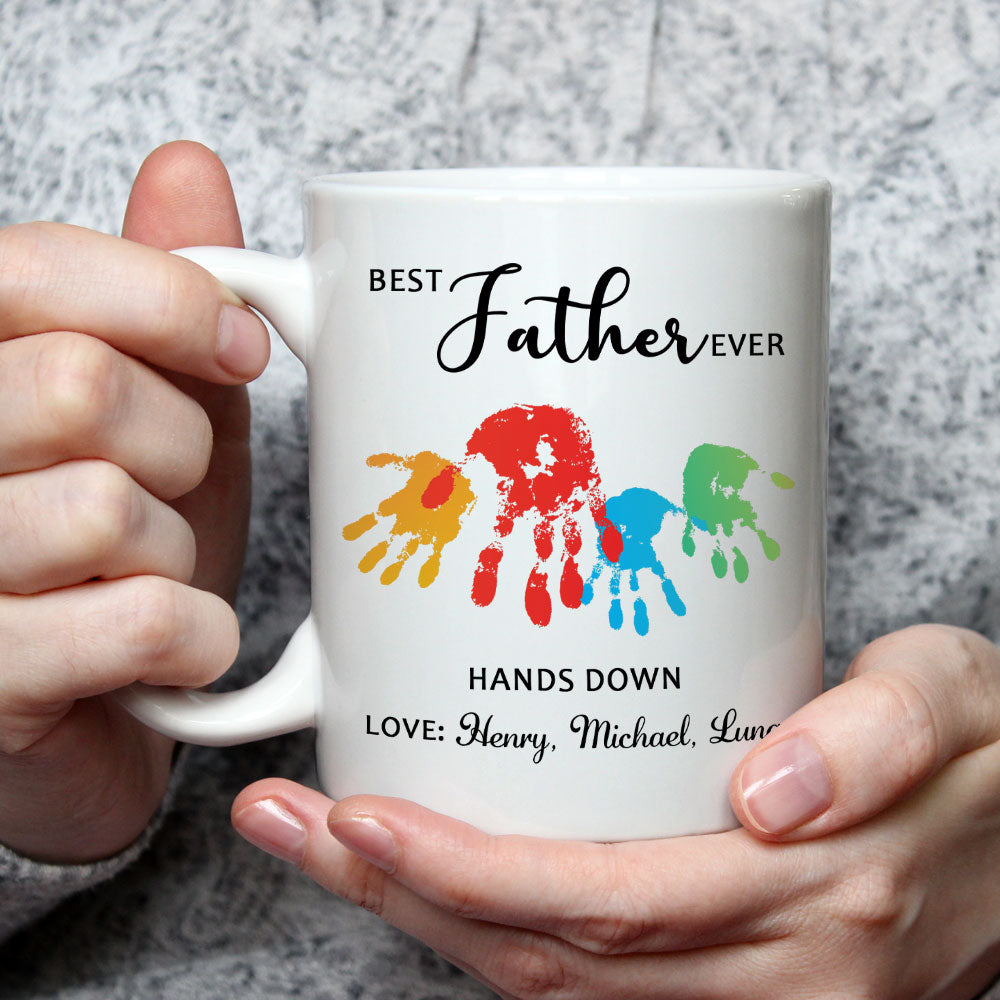 Hands Down Best Dad Ever - Personalized Custom Coffee Mug