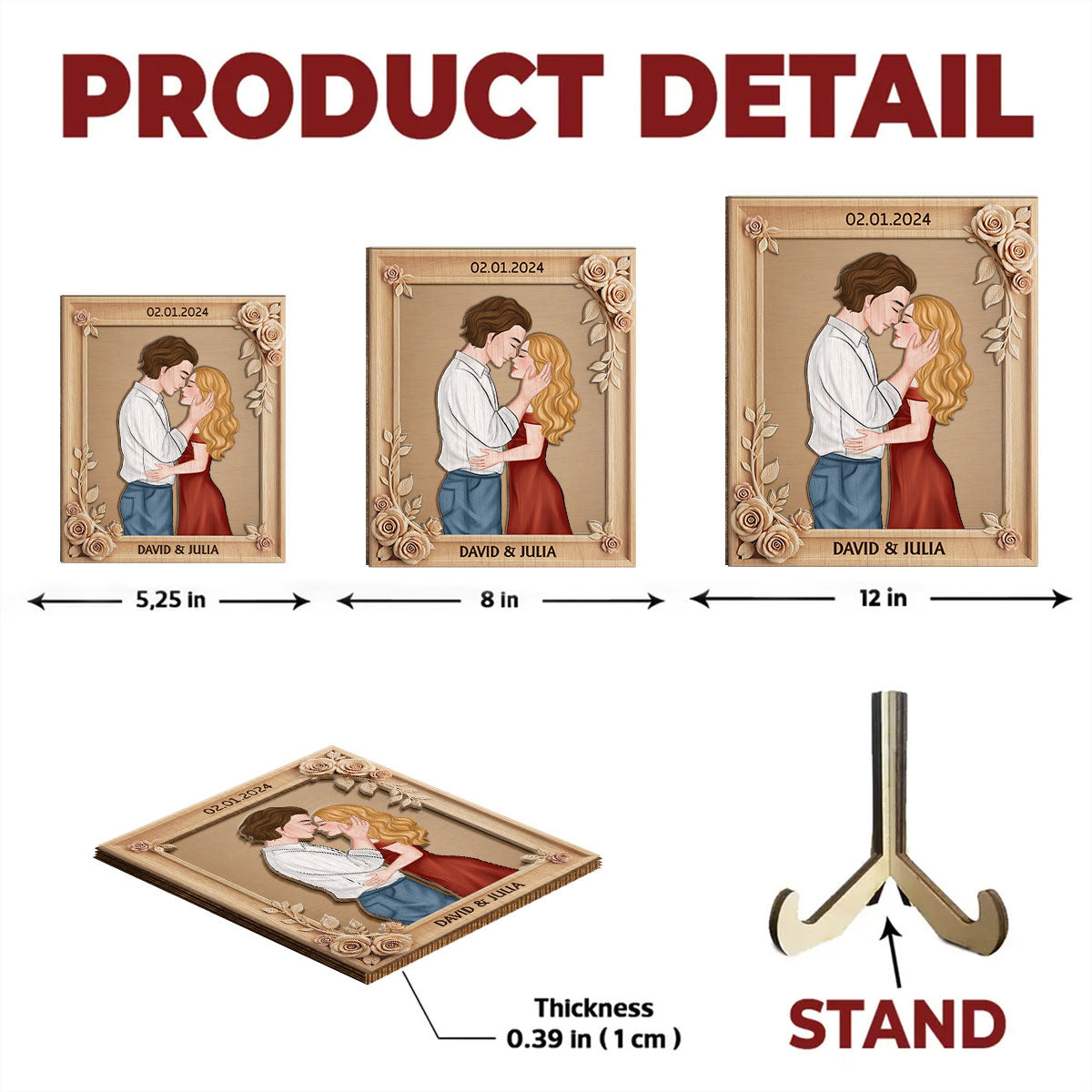 Romantic Floral With Couple - Personalized Custom Wooden Plaque