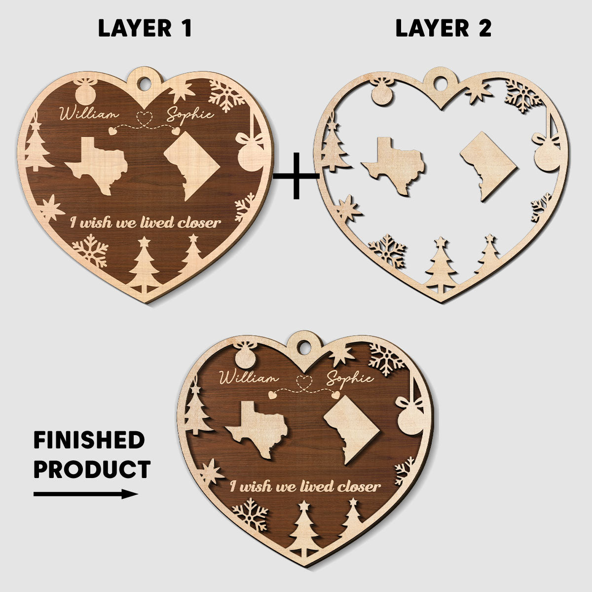 States of Friendship - Personalized Custom Freeshape 2-Layered Wood Ornament