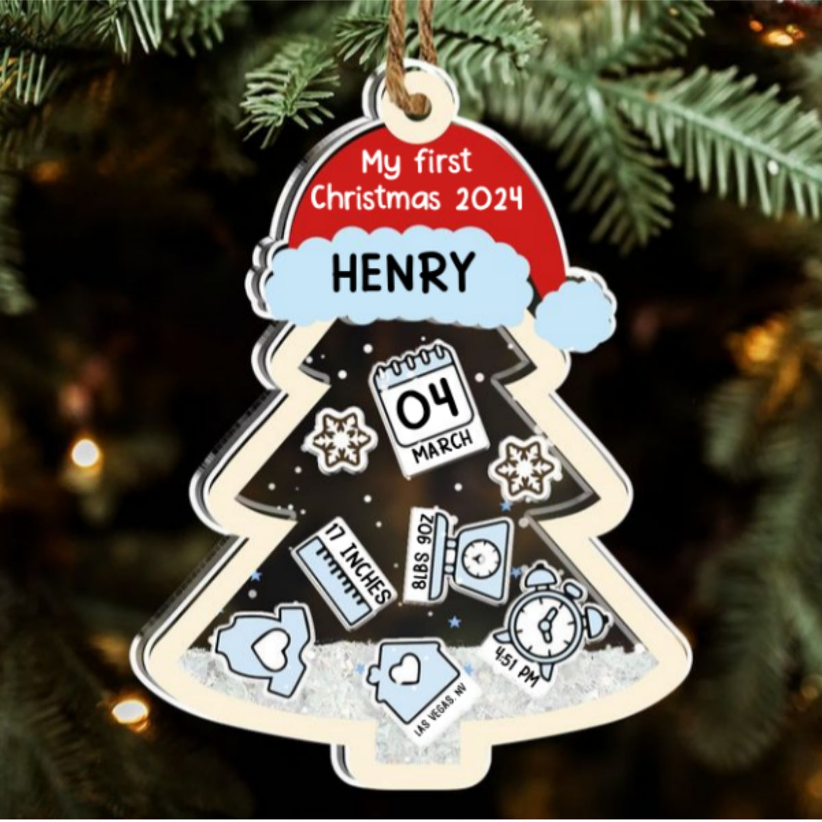 Baby 1st Christmas - Personalized Custom Acrylic Shaker Ornament