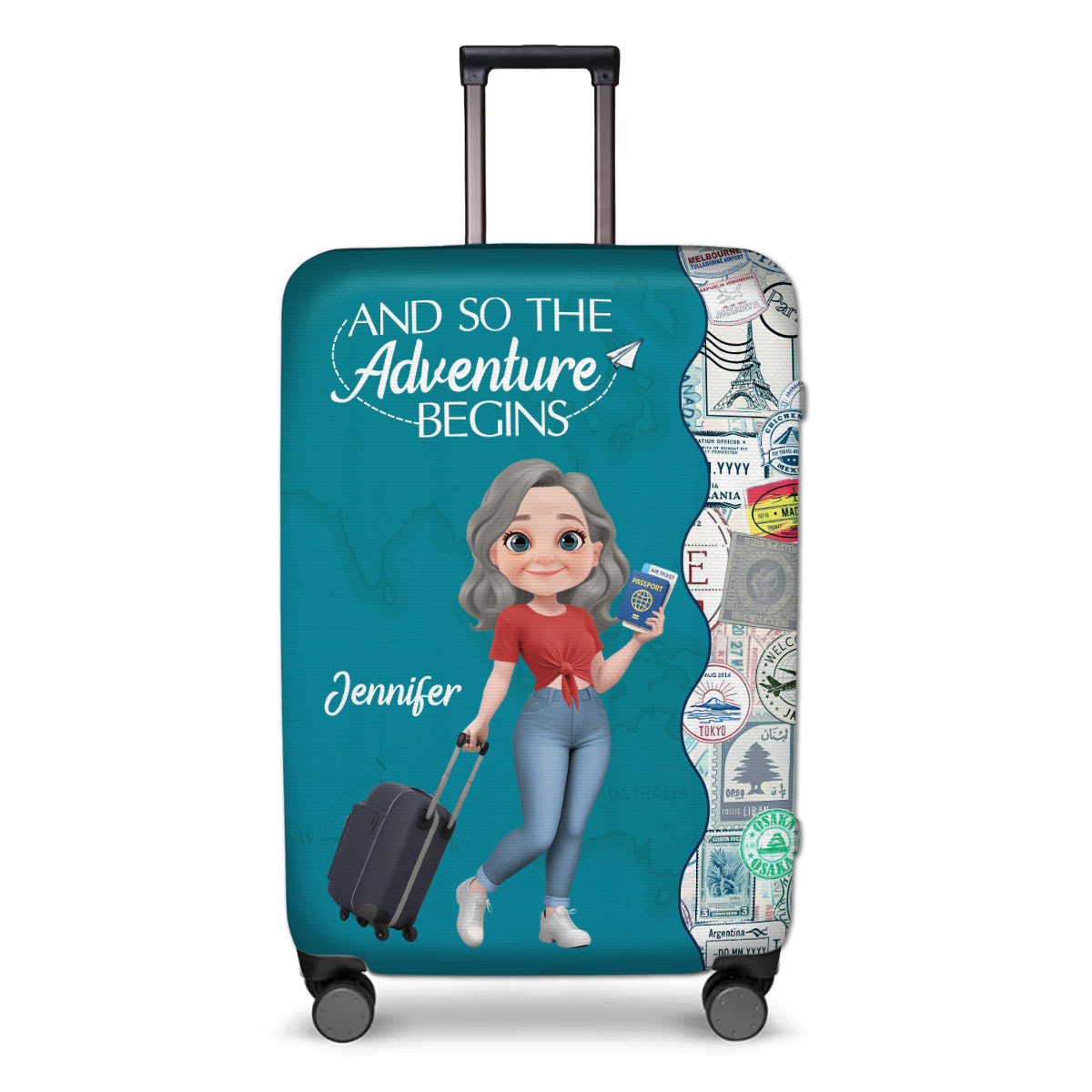 Wanderlust World Map - Personalized Custom Luggage Cover
