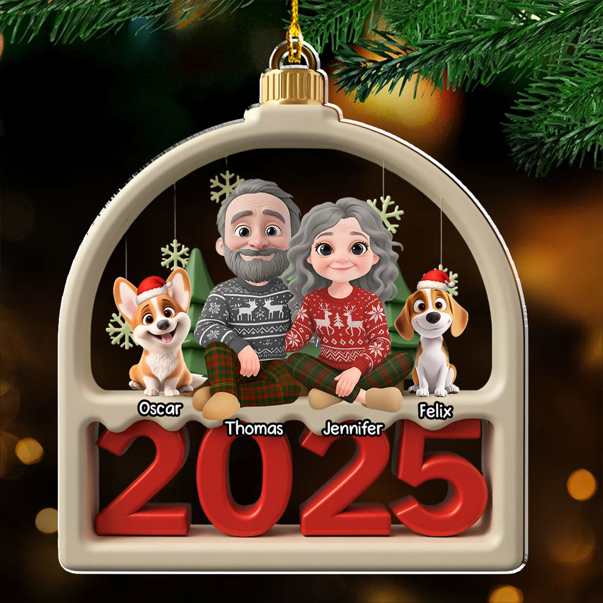 Family Furry And Paws - Personalized Custom Acrylic Ornament