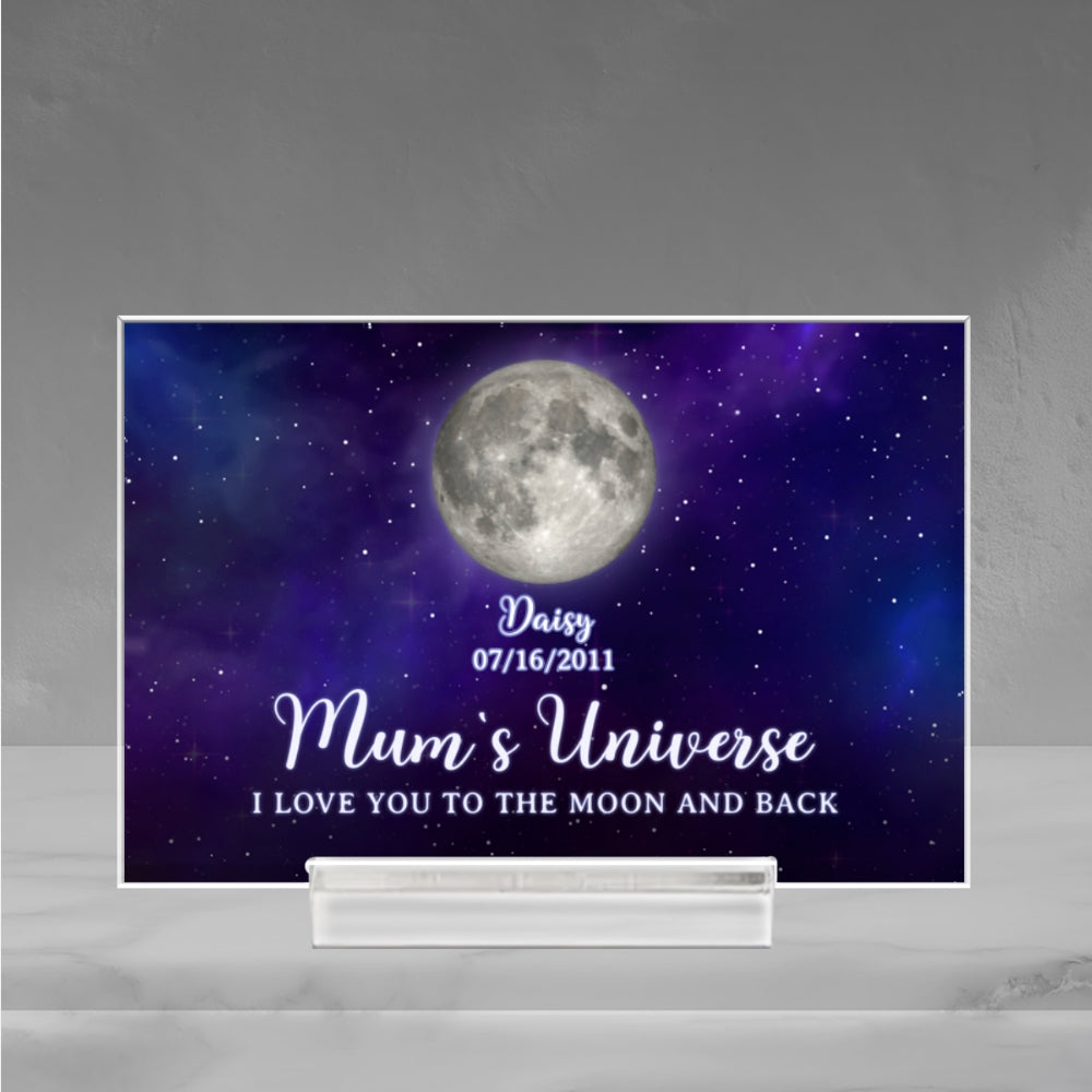 I Love You To The Moon And Back - Personalized Custom Acrylic Plaque With Base