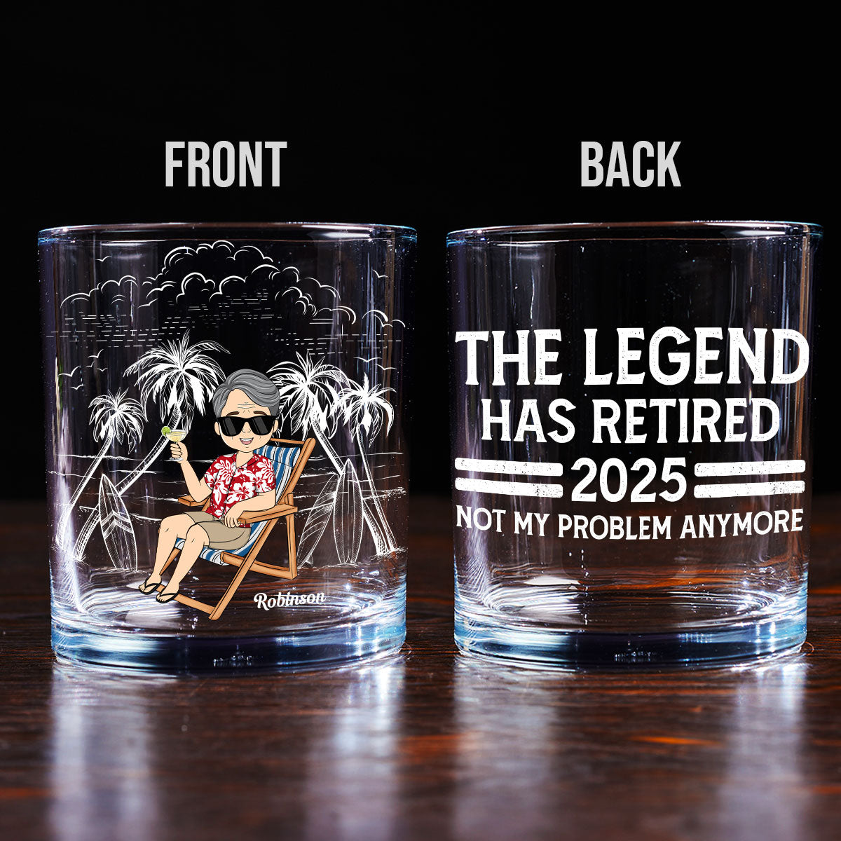 Retired Legend - Personalized Custom Whiskey Glass