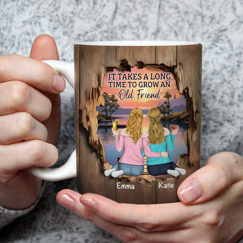 Friendship Is A Journey That Lasts A Lifetime - Personalized Custom Coffee Mug