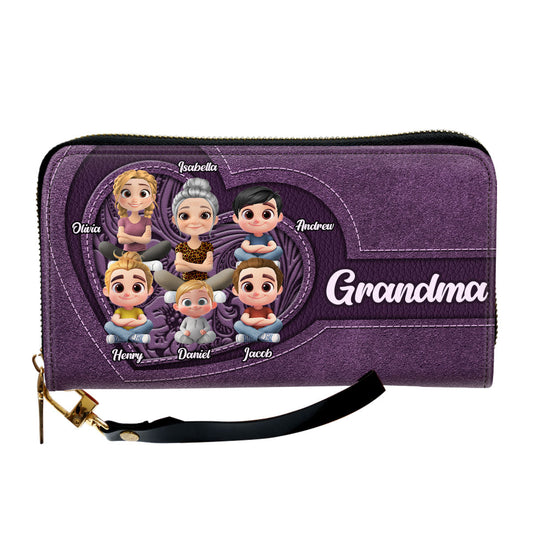 Grandma Butterfly - Personalized Custom Leather Wallet