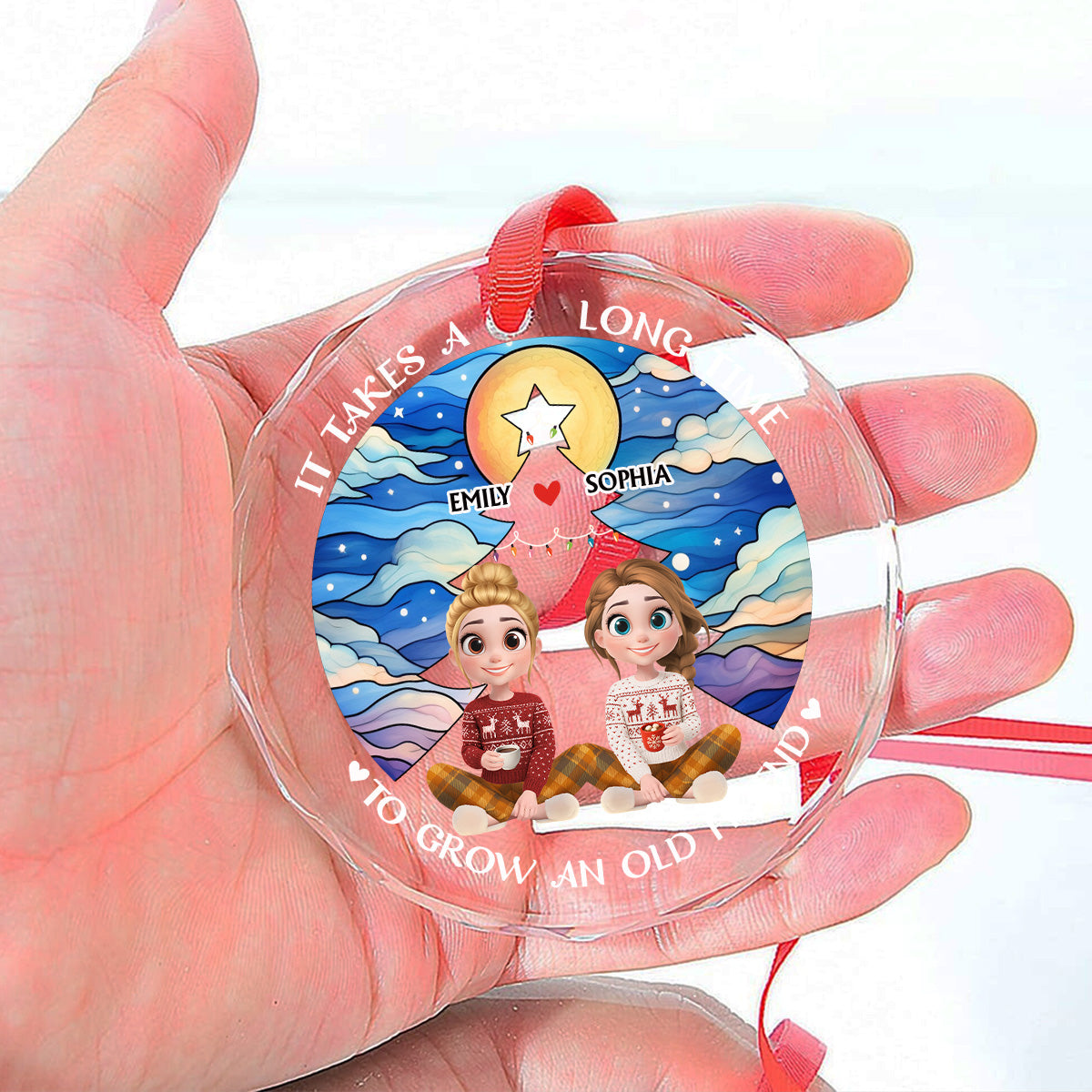 New Year Old Bestie - Personalized Custom Glass Ornament