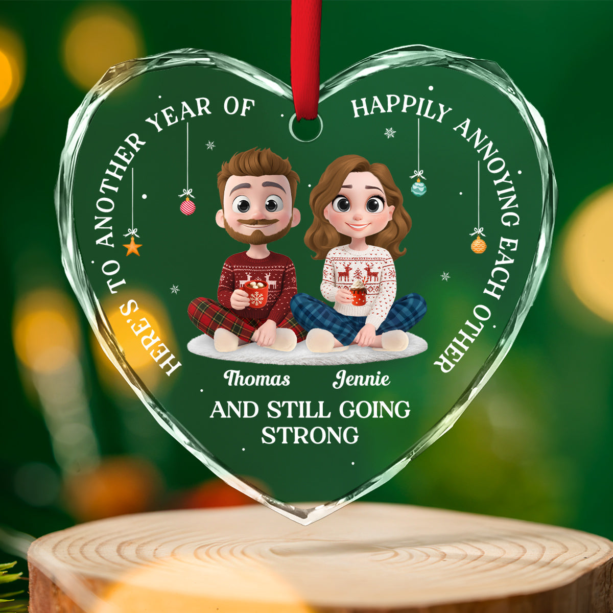 Another Year Of Happily - Personalized Custom Glass Ornament