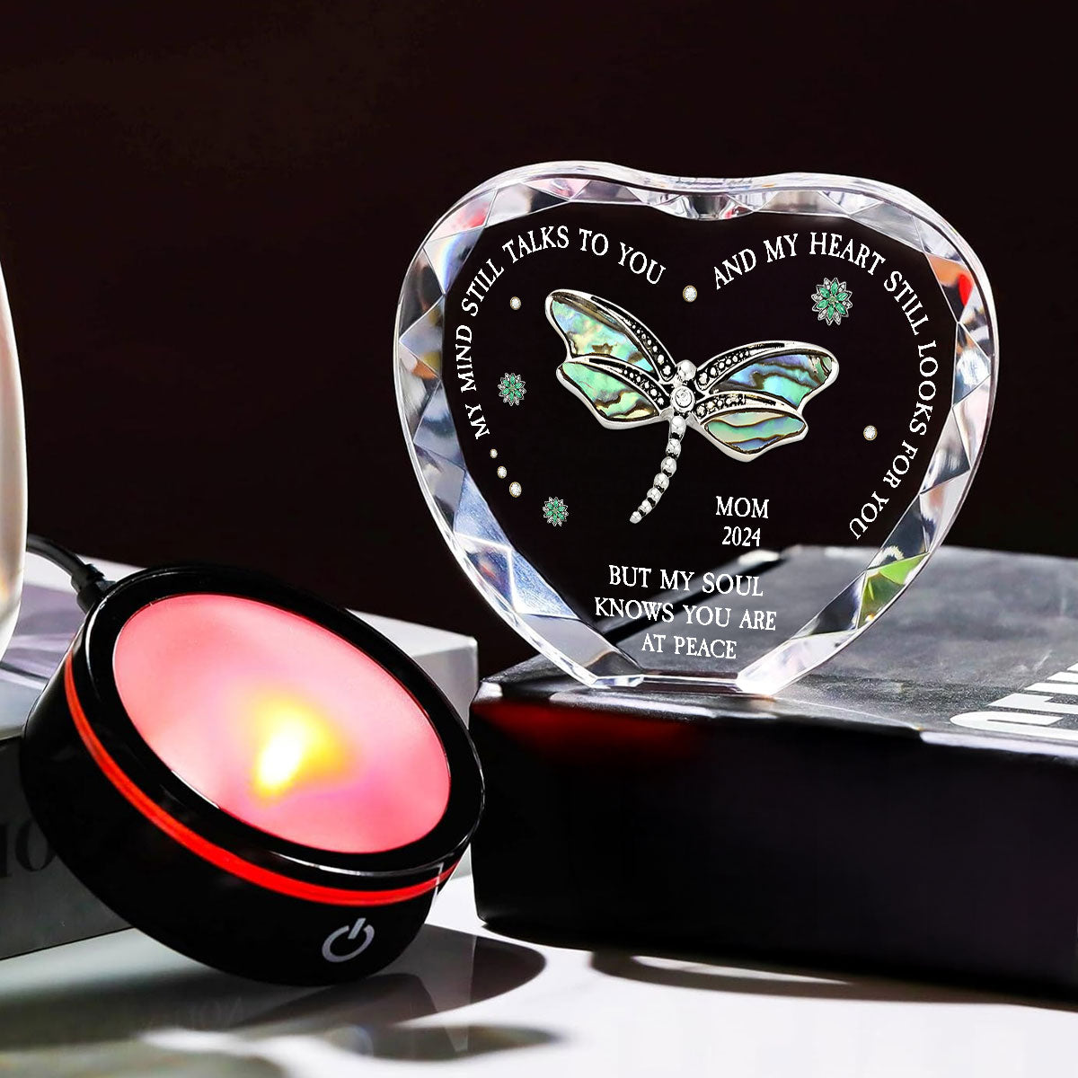 Dragonfly My Mind My Heart My Soul - Personalized Custom Crystal Led Light