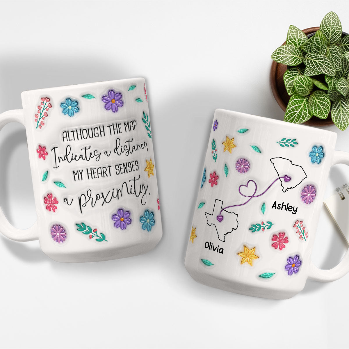 My Heart Feels You Nearby - Personalized Custom 3D Inflated Effect Mug
