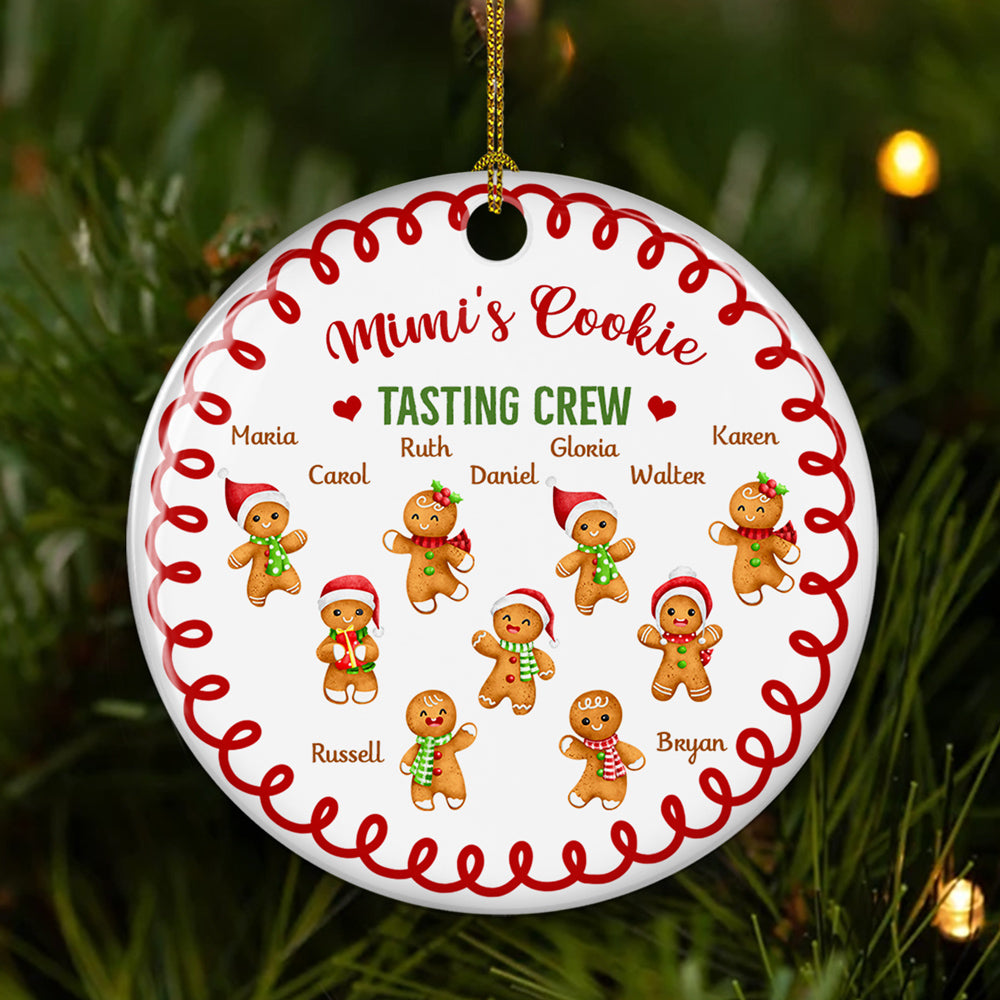 Tasting Crew Of Grandma - Personalized Custom Circle Ceramic Ornament