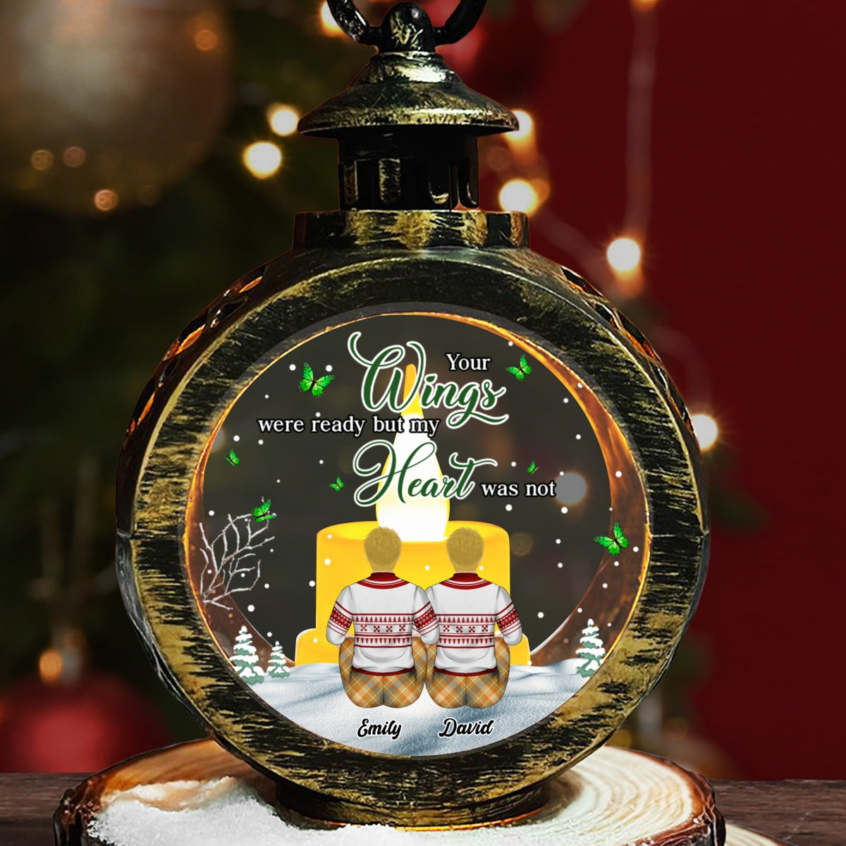 Your Wings Were Ready But My Heart Was Not - Personalized Custom Christmas Lantern