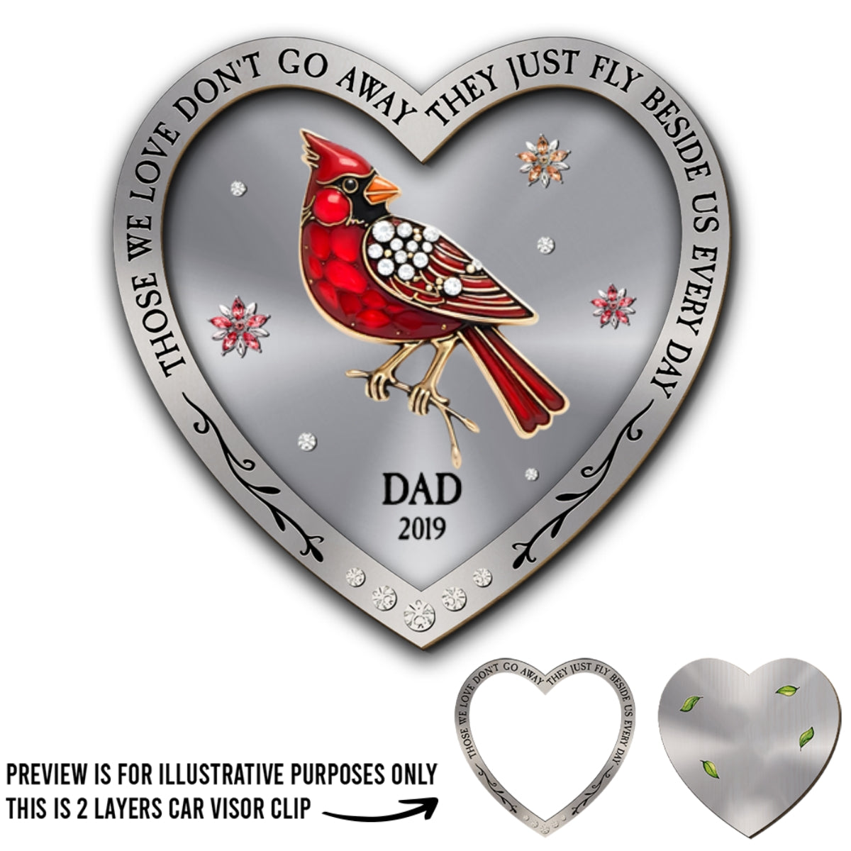 Cardinal Those We Love Fly Beside Us Everyday - Personalized Custom Car Visor Clip