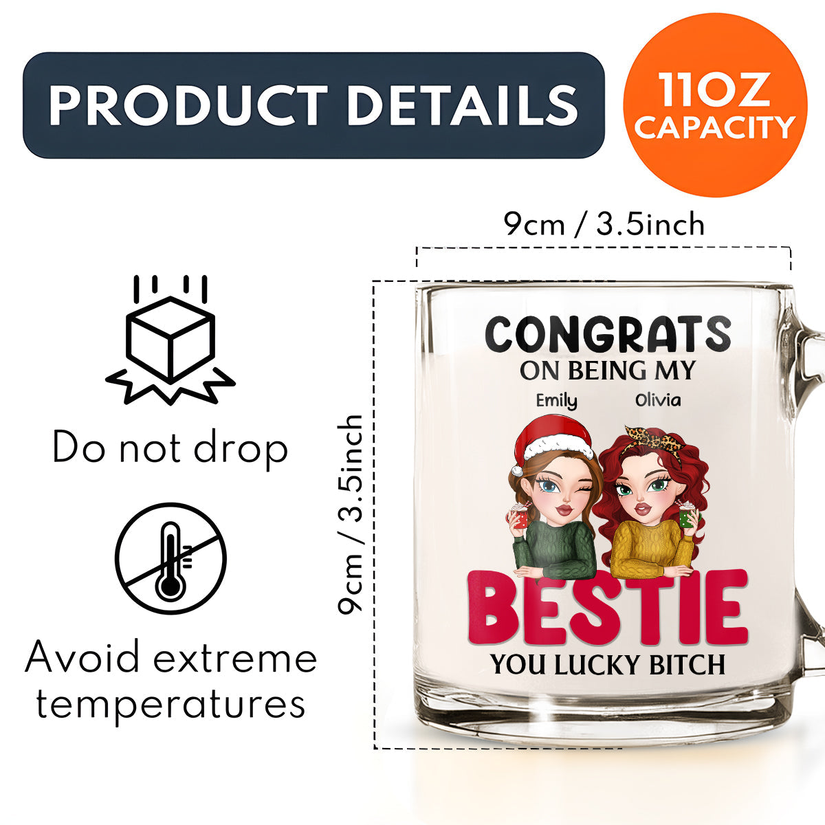 You Lucky Bitch -  Personalized Custom Glass Mug