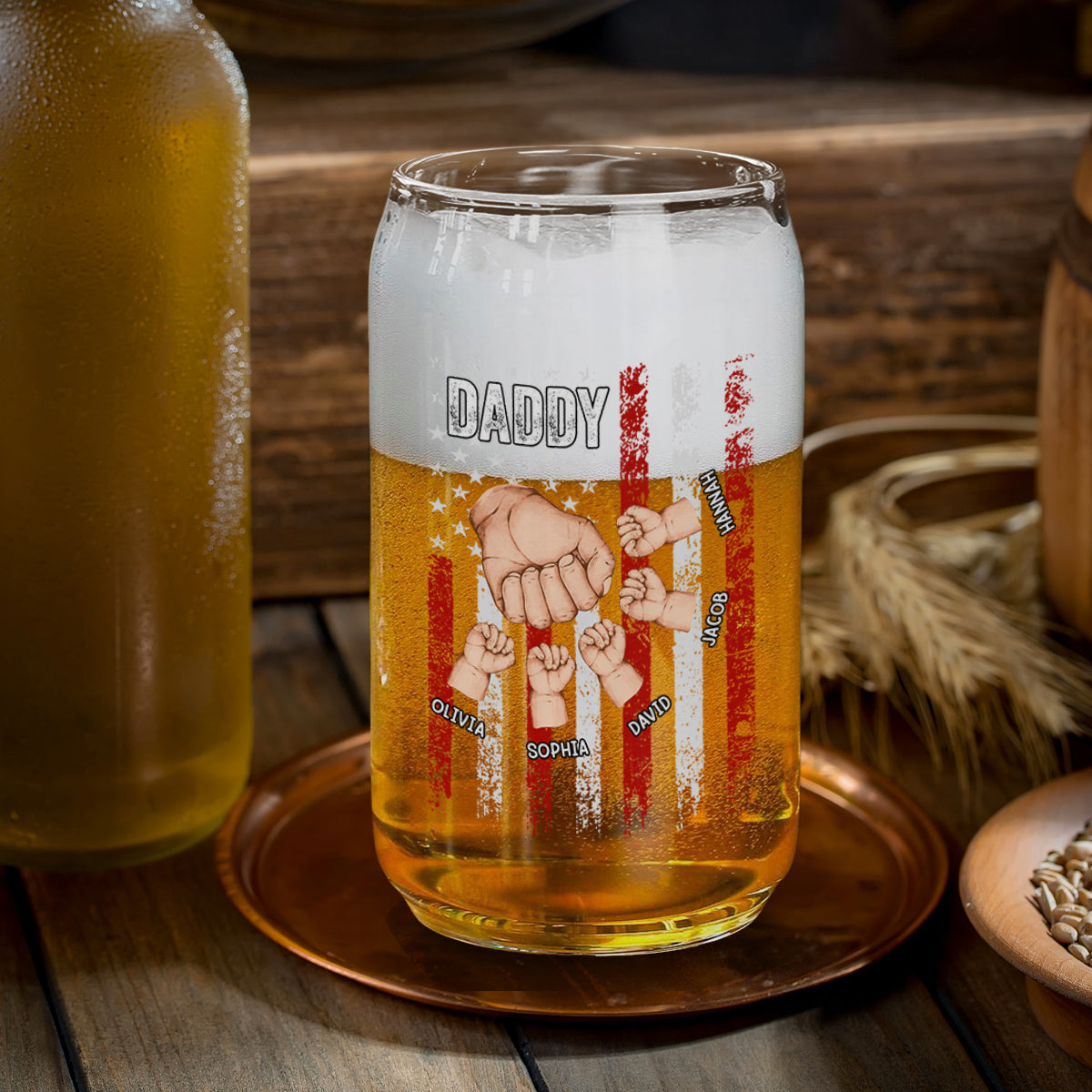 Best Dad Ever Version 2 - Personalized Custom Beer Can Glass
