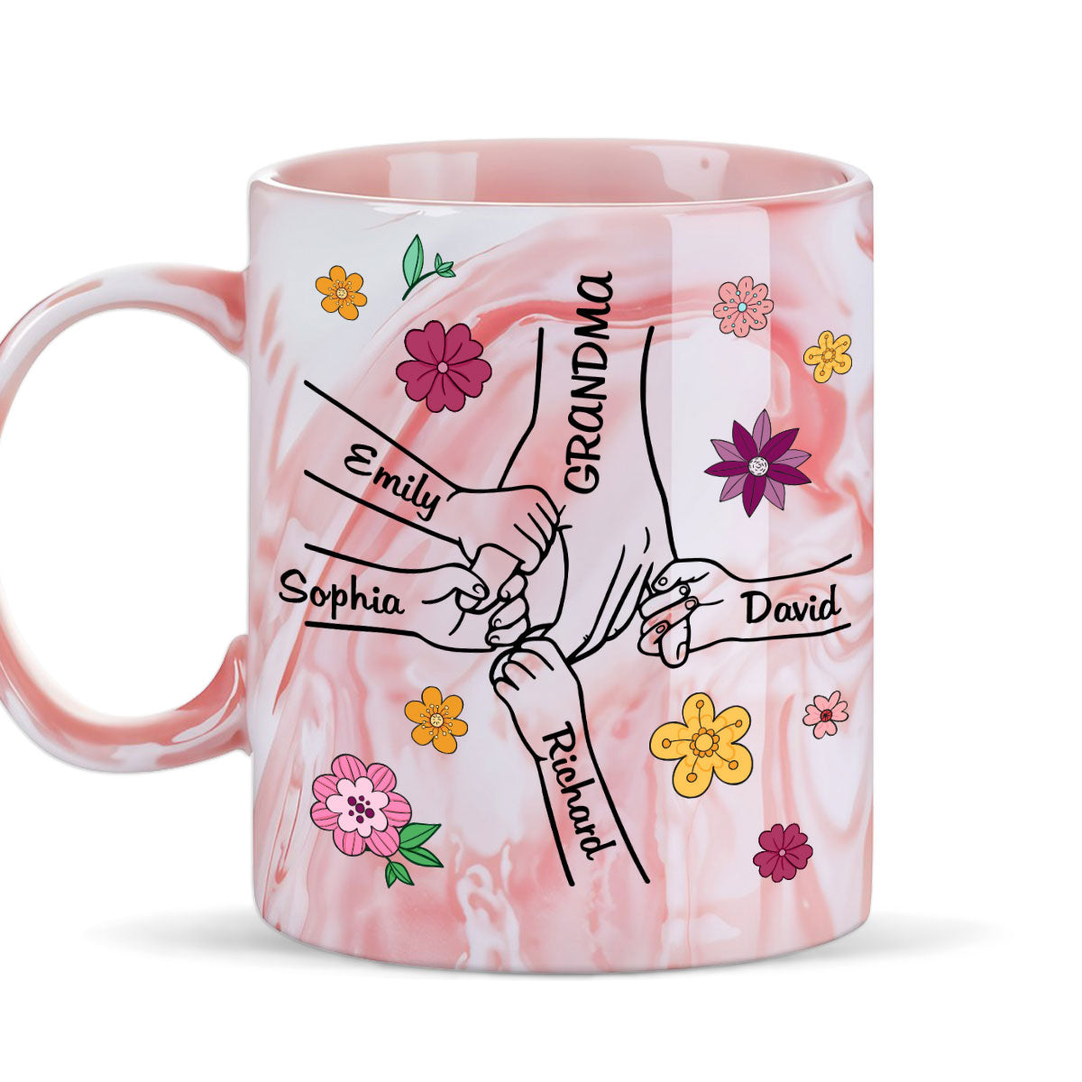 Lovely Grandma - Personalized Custom Pink Marble Mug