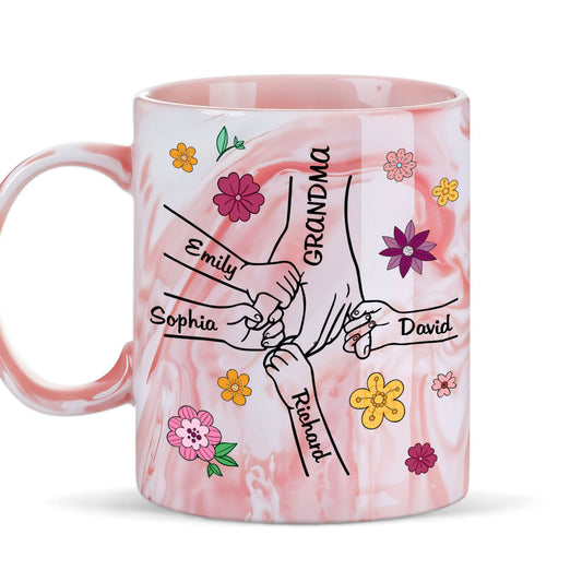 Lovely Grandma - Personalized Custom Pink Marble Mug