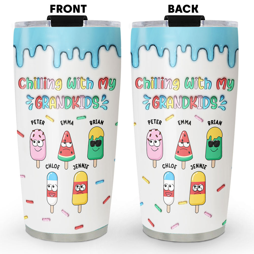 Chilling With My Grandkids - Personalized Custom 3D Inflated Effect Tumbler
