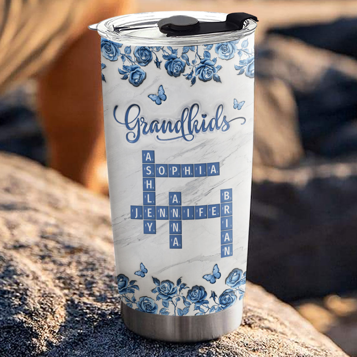 Flower Grandkids - Personalized Custom 3D Inflated Effect Tumbler