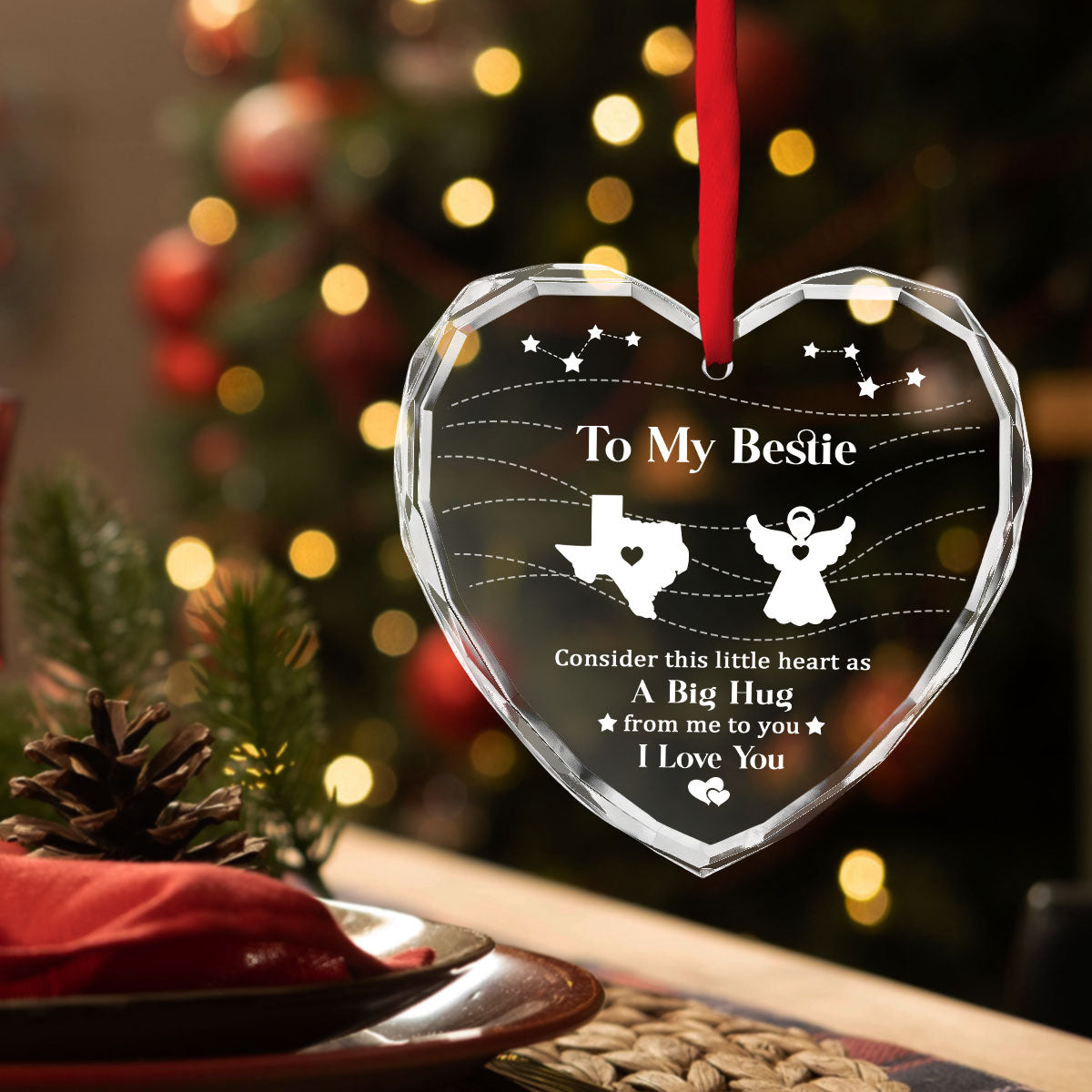 Big Hug To My Sisters - Personalized Custom Glass Ornament
