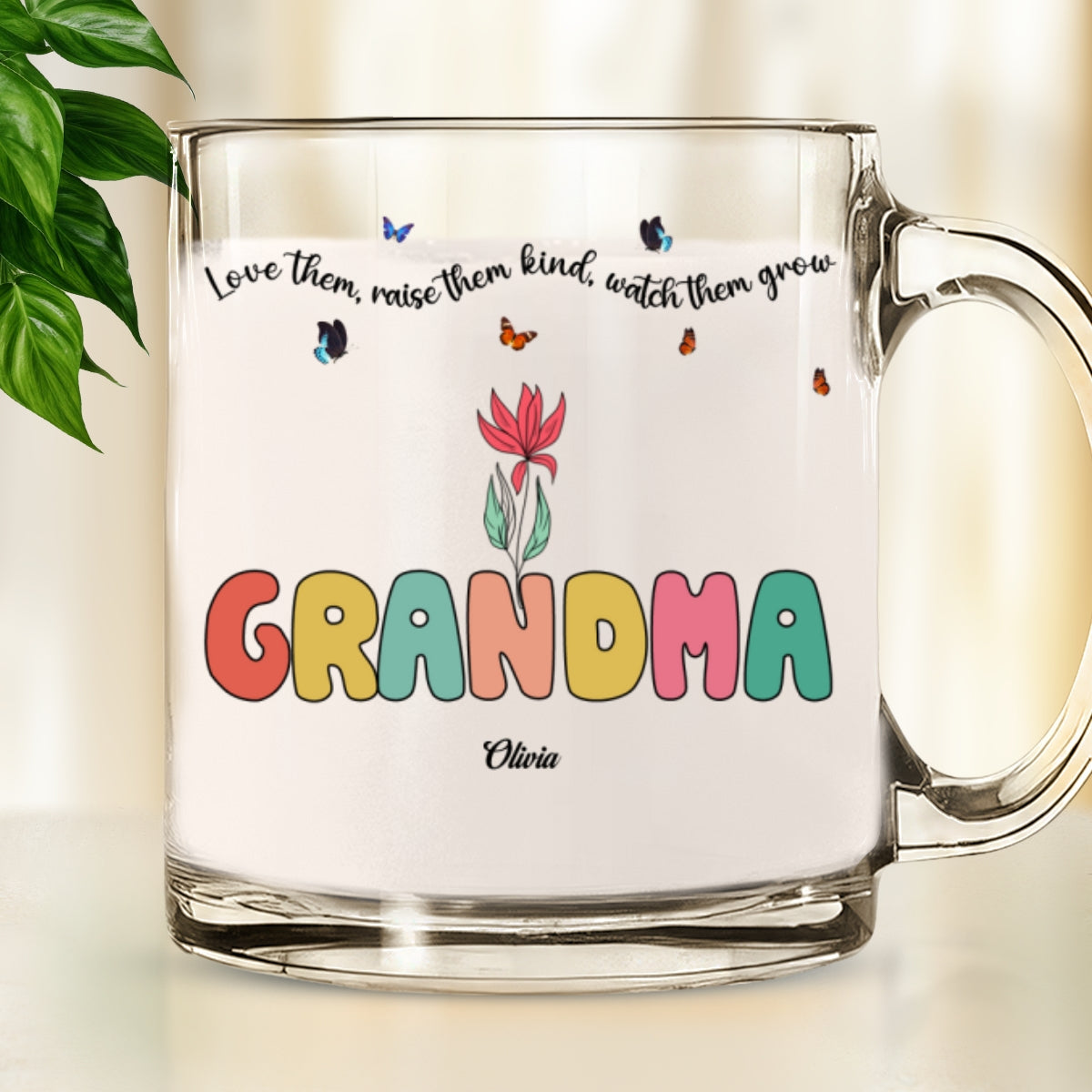 Grandma Watch Them Grow - Personalized Custom Glass Mug