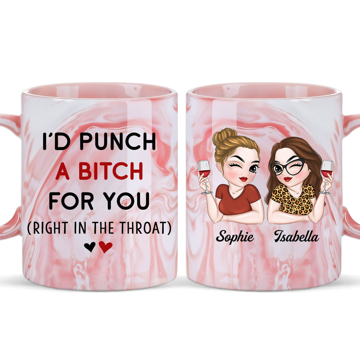 My Besties - Personalized Custom Pink Marble Mug