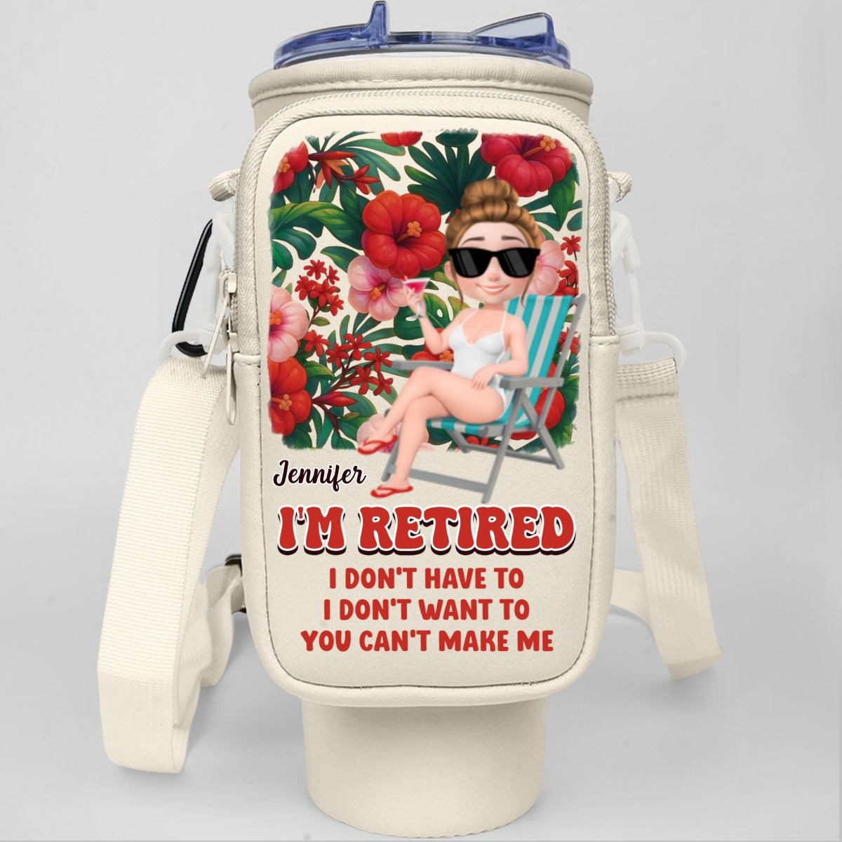 I Am Retired - Personalized Custom Water Bottle Carrier Bag