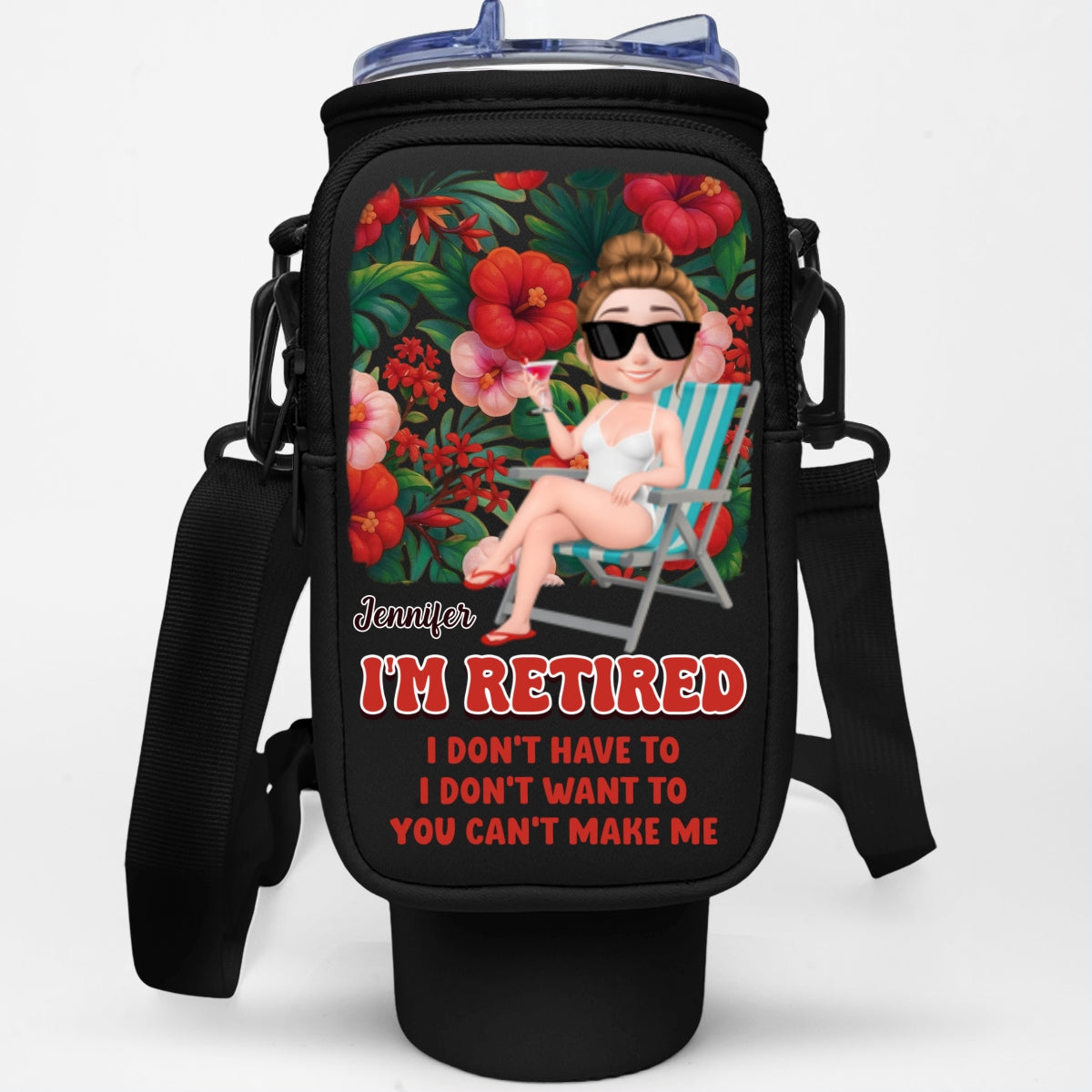 I Am Retired - Personalized Custom Water Bottle Carrier Bag