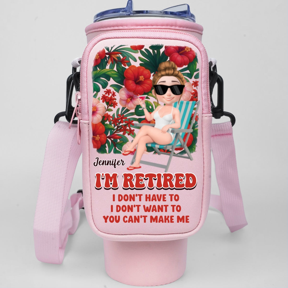 I Am Retired - Personalized Custom Water Bottle Carrier Bag