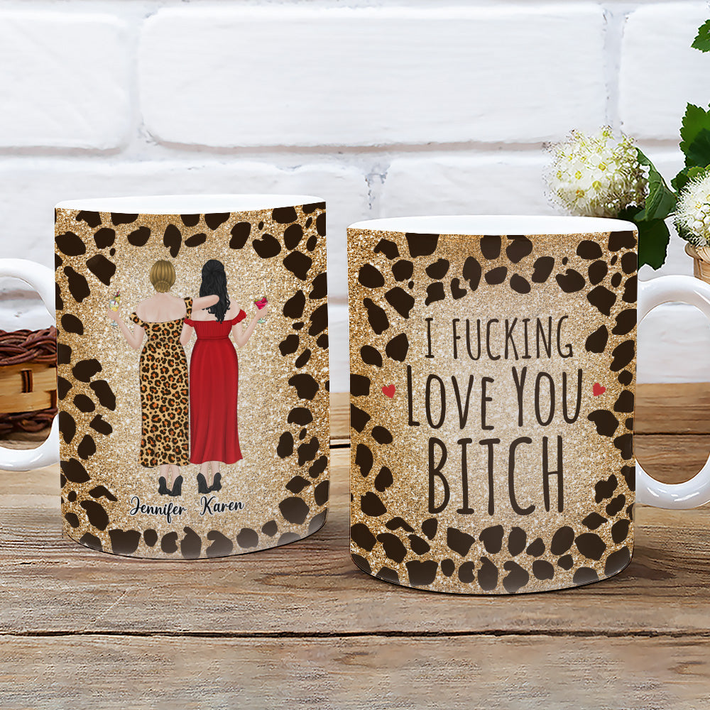 I Love My Friend Leopard - Personalized Custom Coffee Mug