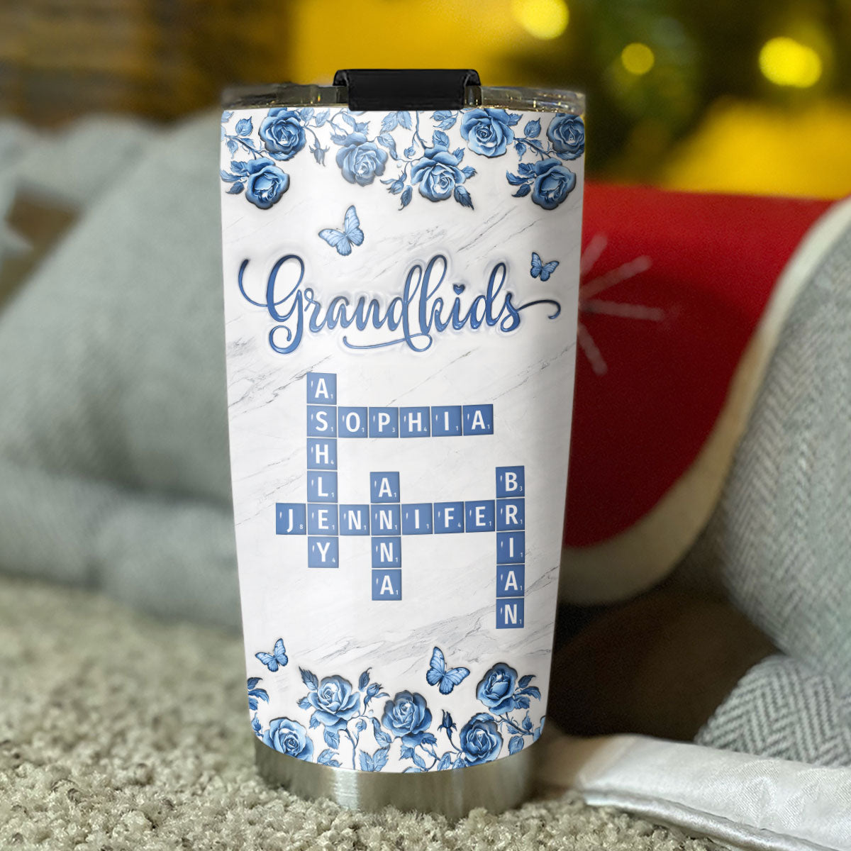 Flower Grandkids - Personalized Custom 3D Inflated Effect Tumbler