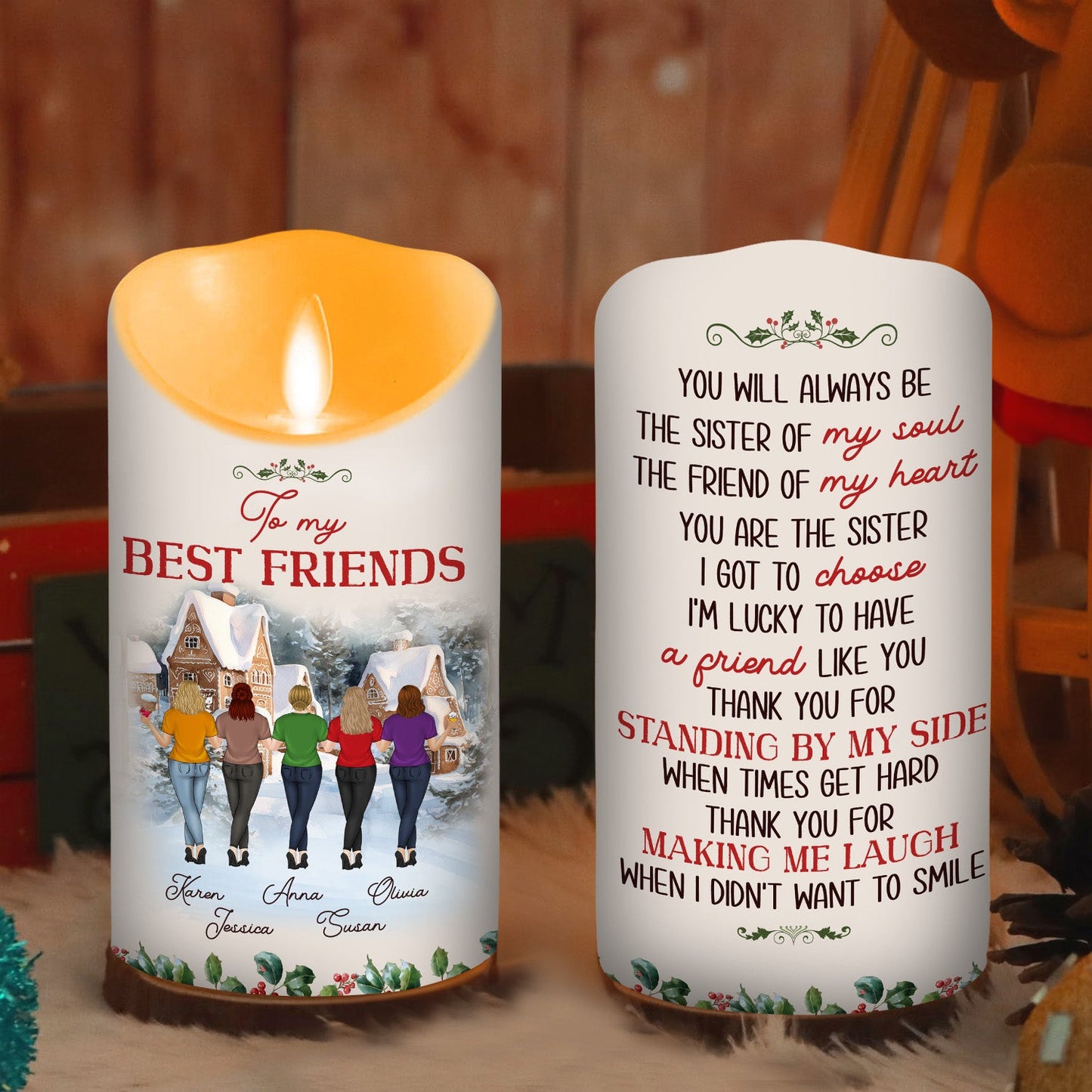 Christmas Cozy Crew - Personalized Custom LED Candle