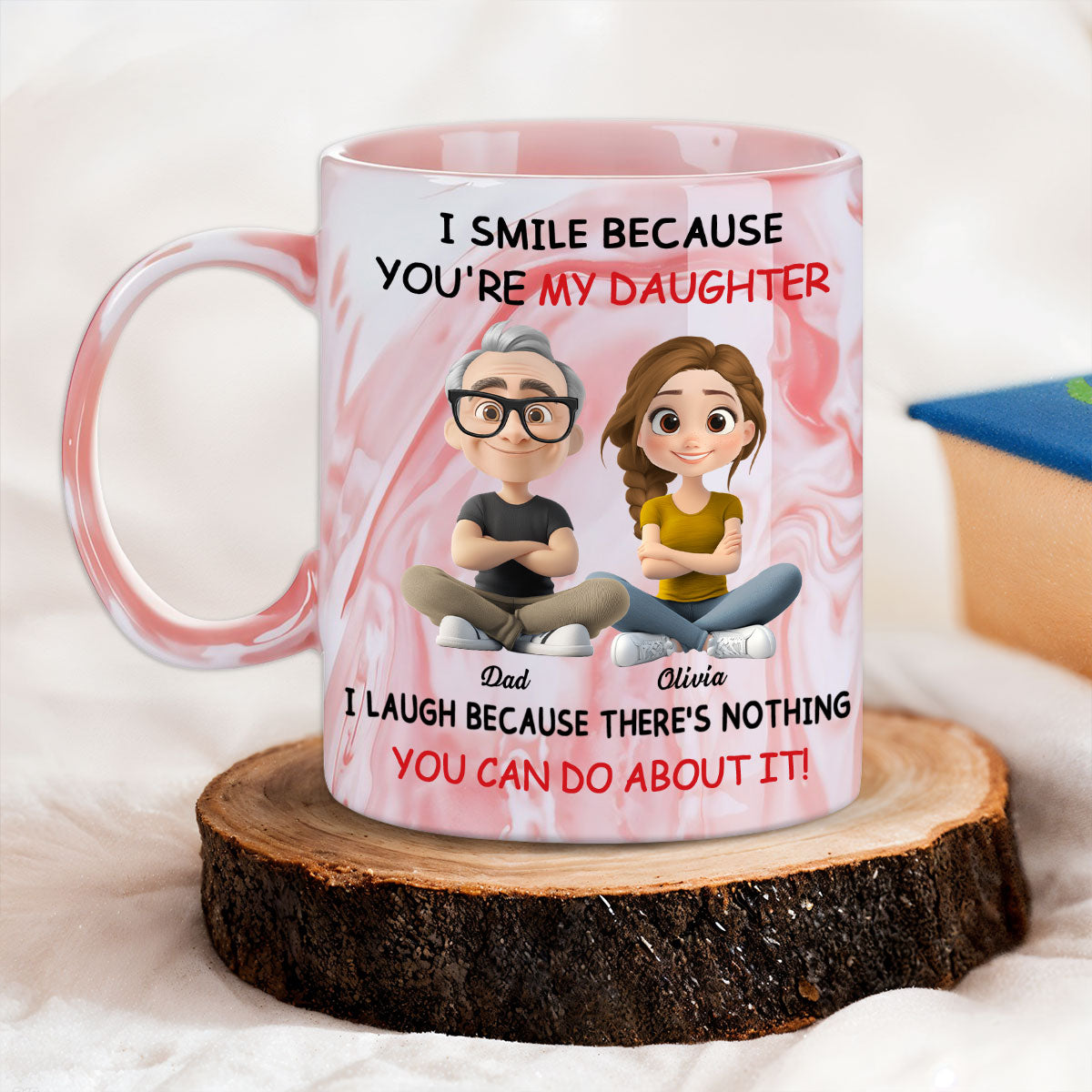 My Daughter - Personalized Custom Pink Marble Mug