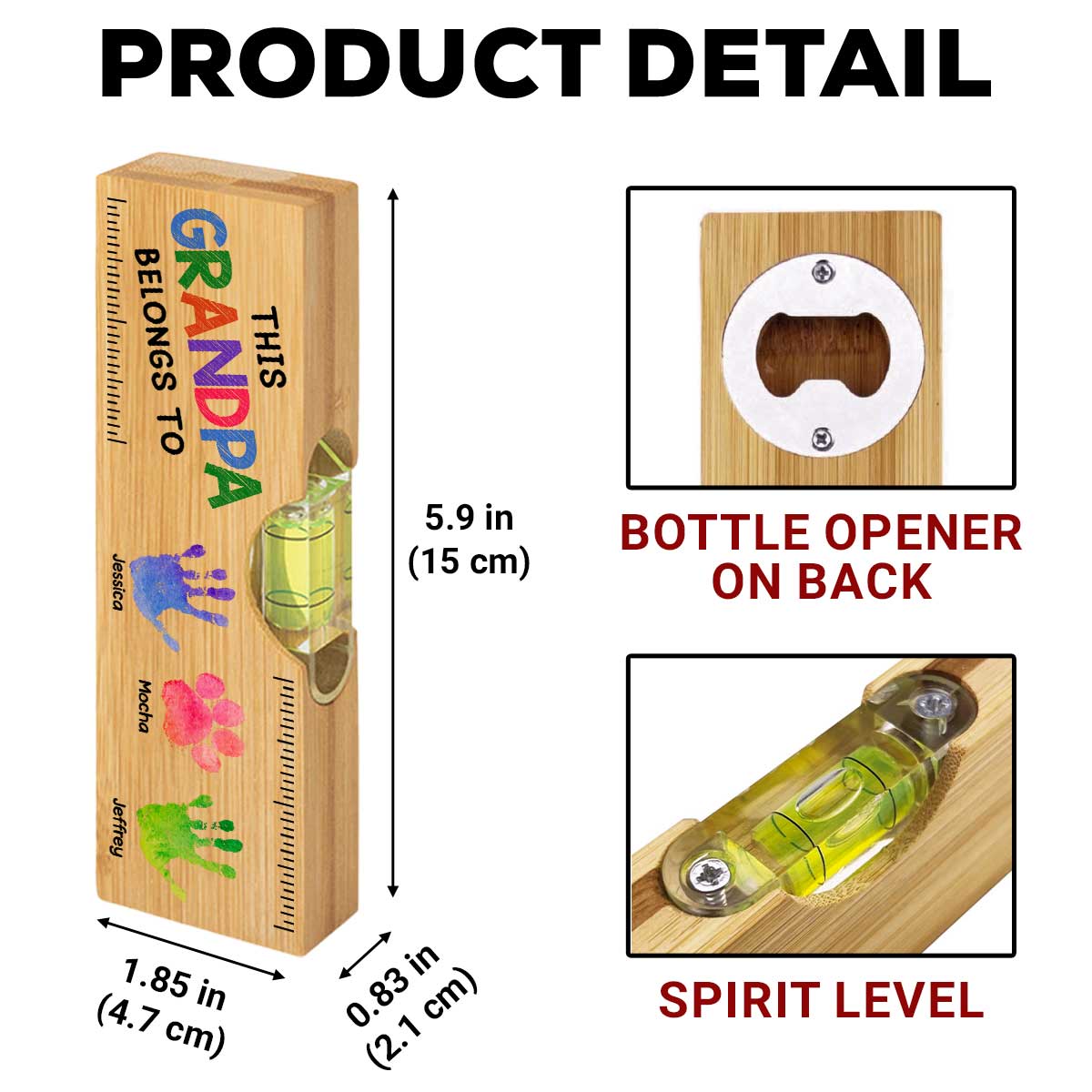 This Daddy Belongs To - Personalized Custom Wooden Spirit Level Bottle Opener