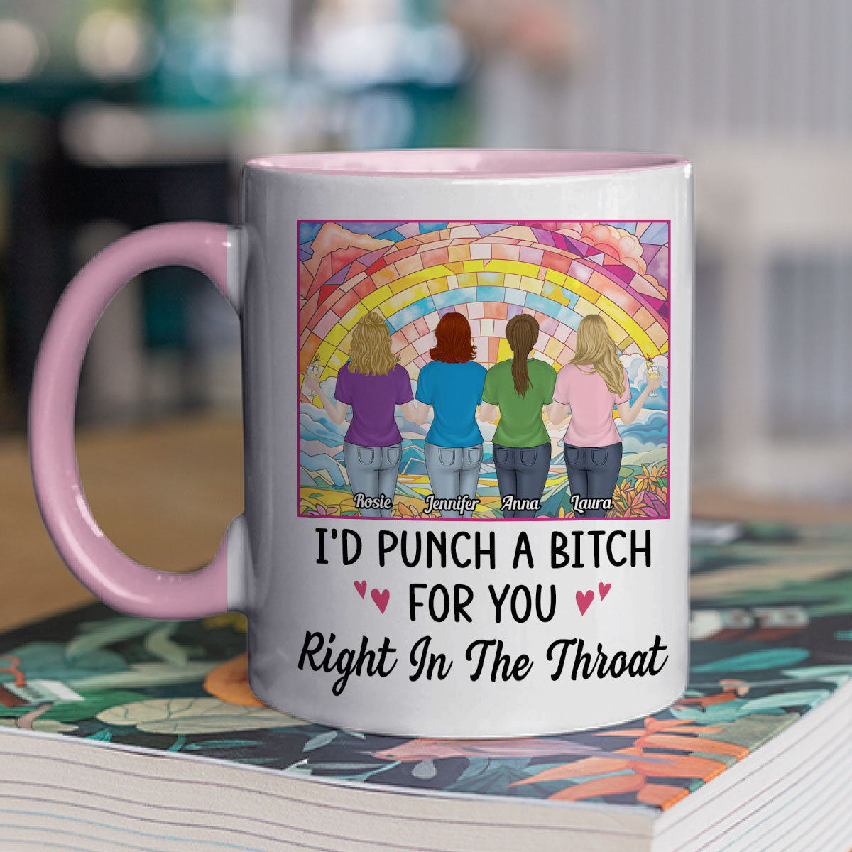 Punch A Bitch For You My Bestie - Personalized Custom Accent Mug
