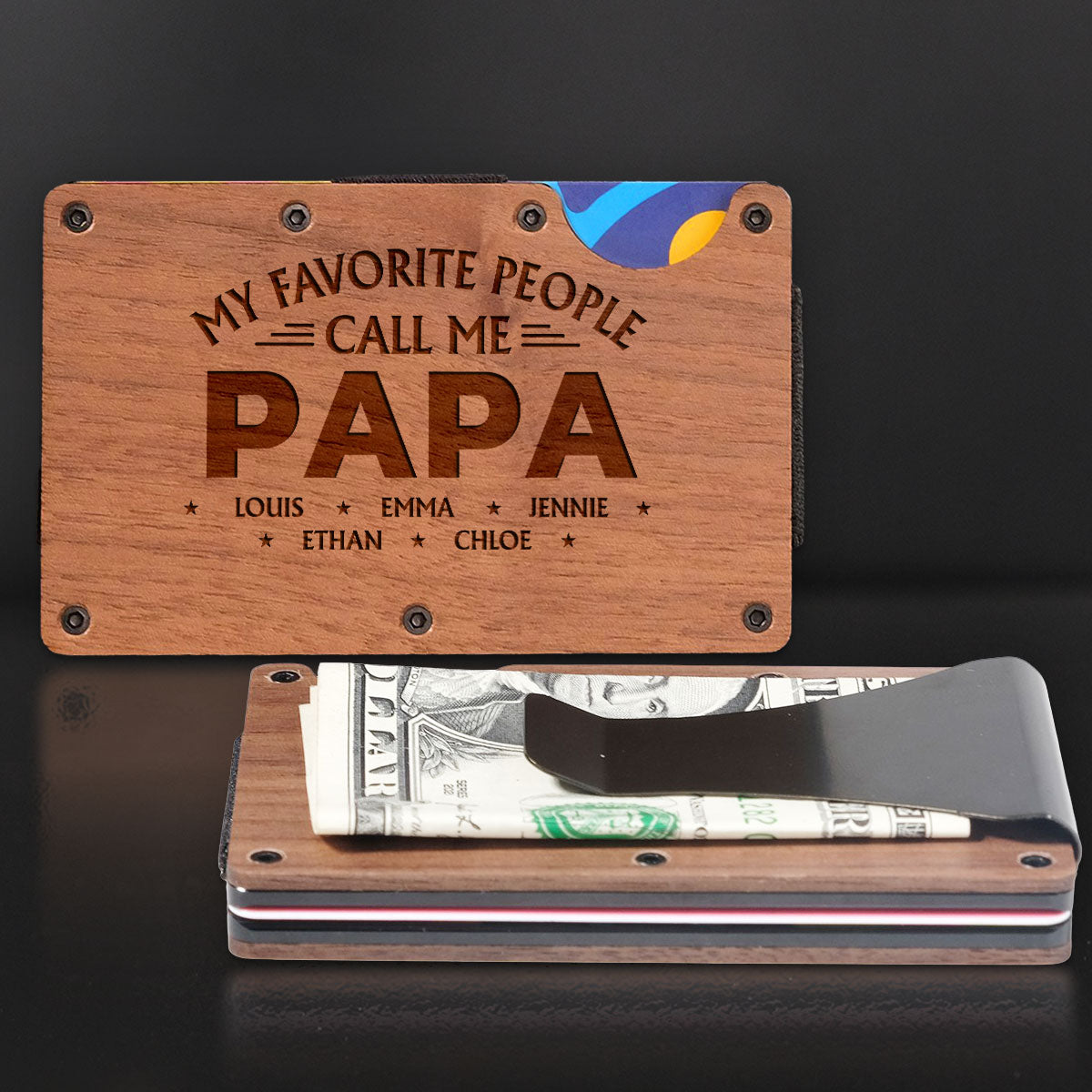 My Favorite People Call Me - Personalized Custom Engraved Wooden Card Holder