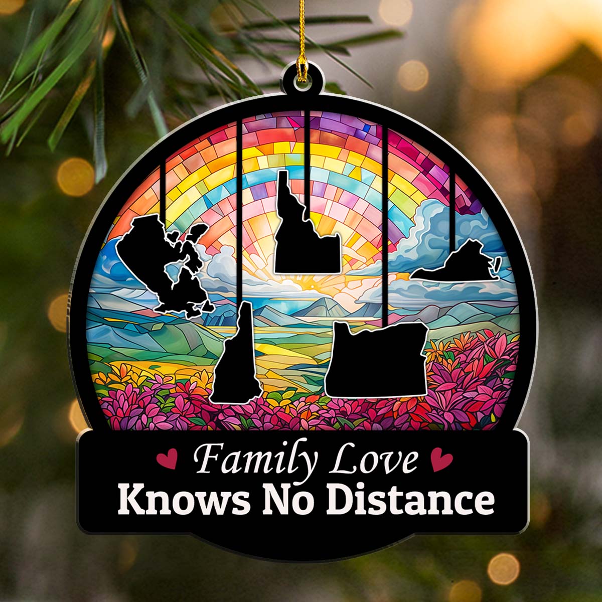 Family Love Knows No Distance Ver 3 - Personalized Custom Acrylic Ornament