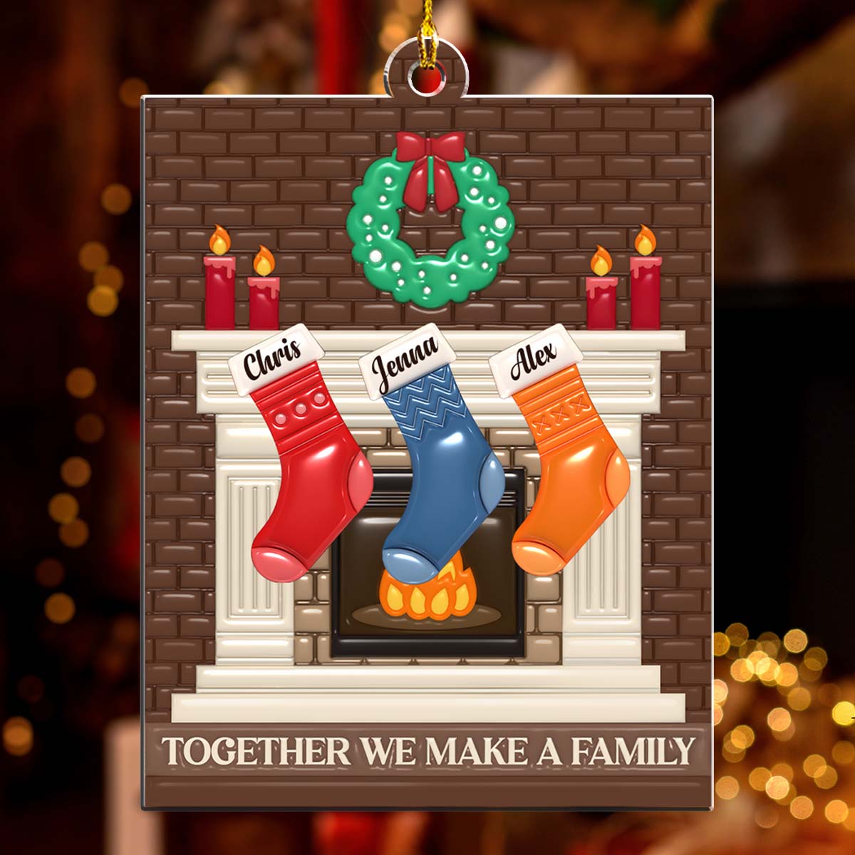 Together We Make A Family - Personalized Custom 3D Inflated Effect Acrylic Ornament