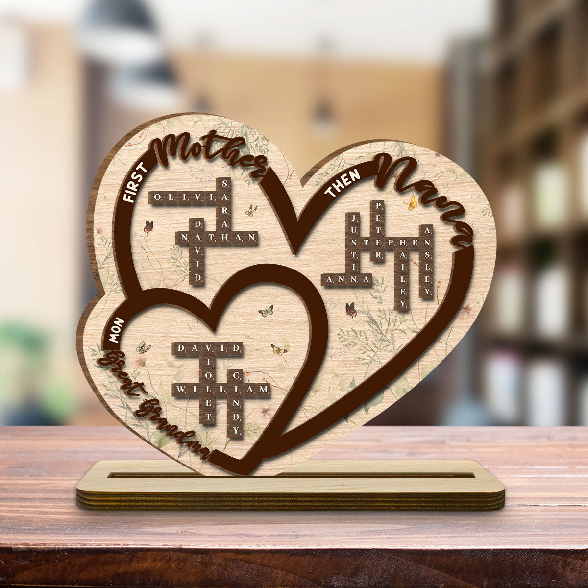 First Mom Now Grandma - Personalized Custom 2-Layer Wood Plaque With Flat Base