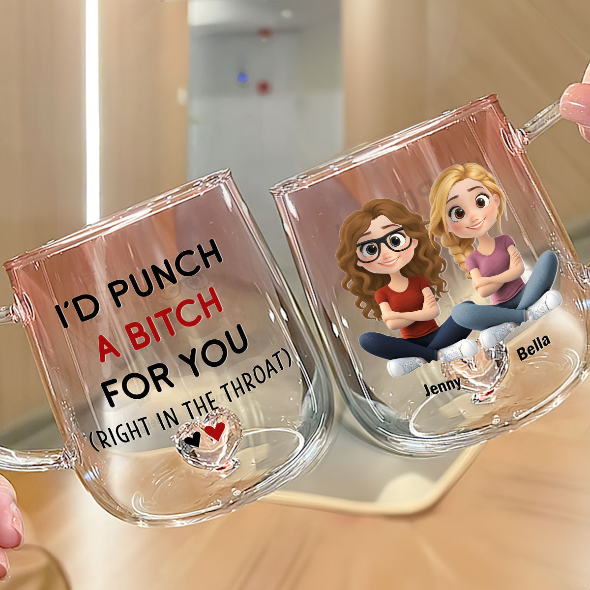 I Would Punch For You - Personalized Custom Pink Gradient Glass Mug