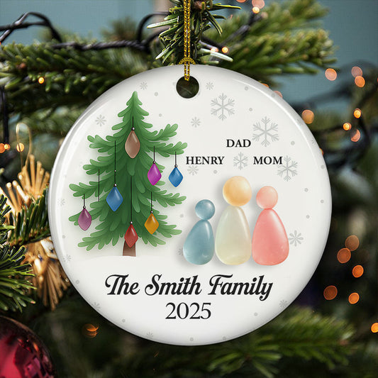 Sea Glass Family - Personalized Custom 3D Effect Ceramic Ornament