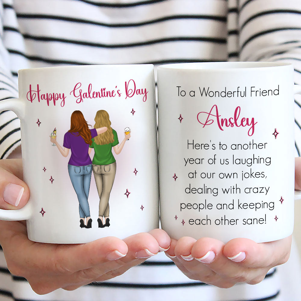 Galentines Valentines Besties - Personalized Custom Coffee Mug