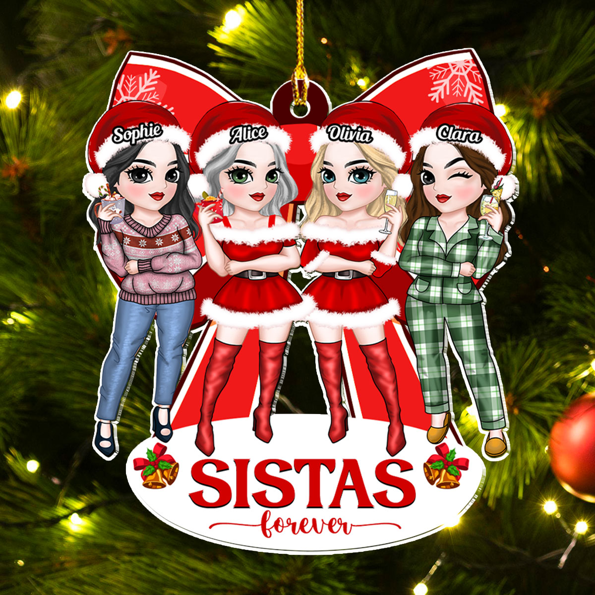 Besties With Bowtie - Personalized Custom Acrylic Ornament